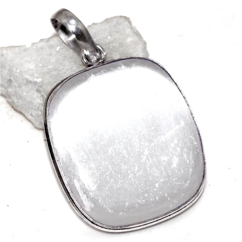 Selenite silver pendant